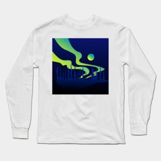 Northern Lights Winter Solstice Indigenous WAWEZHI CANADA Long Sleeve T-Shirt